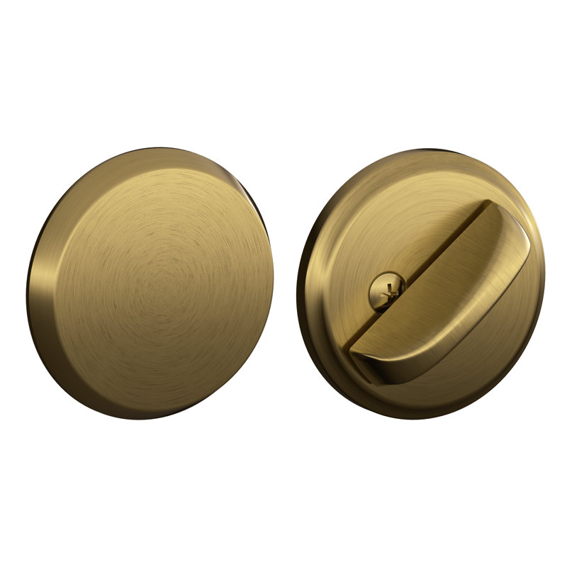 One-Sided Deadbolt Thumbturn with Exterior Plate, Antique Brass