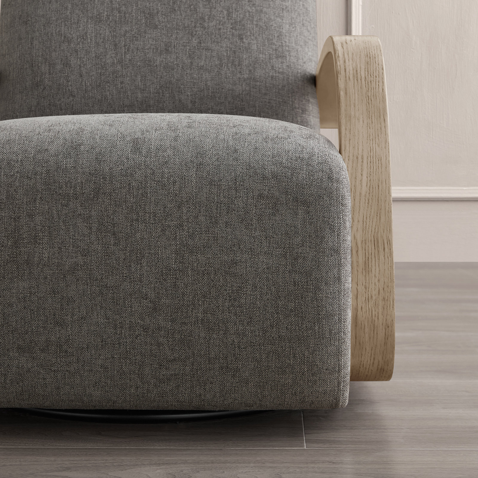 Brehana Swivel Armchair, Slate Fossil Linen Blend, Driftwood Ash
