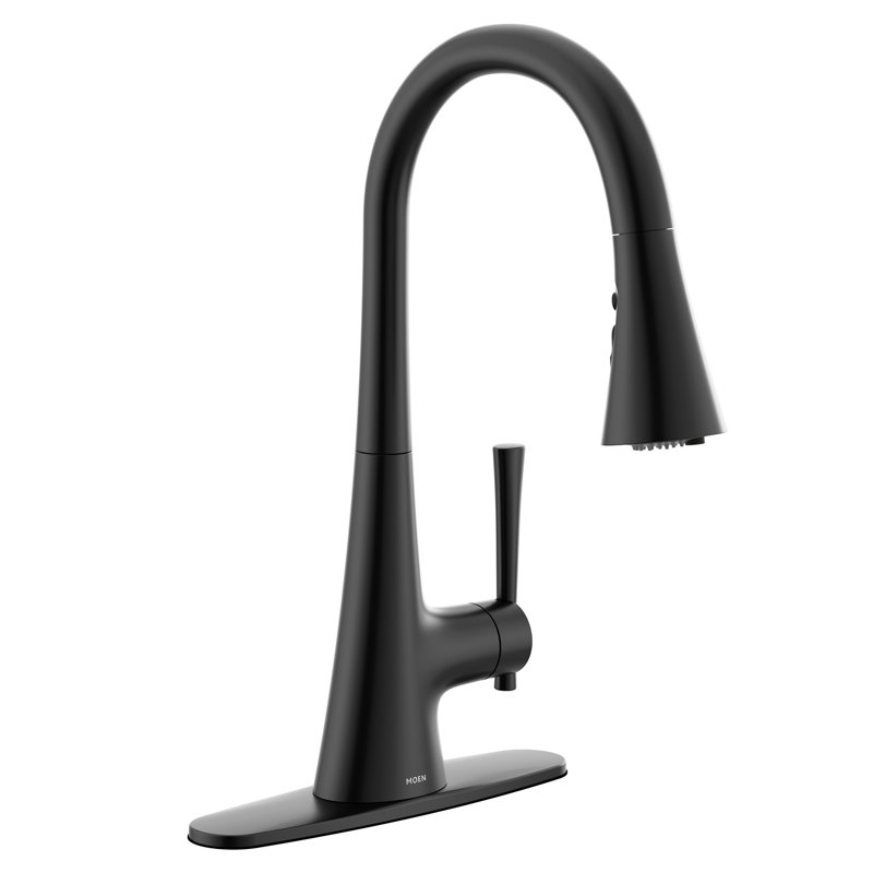 Robinet de cuisine noir mat monocommande à grande arche, Noir mat