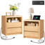 Ensemble de chambre à coucher 3 pièces en bois rustique, naturel-1364118747-1364387470