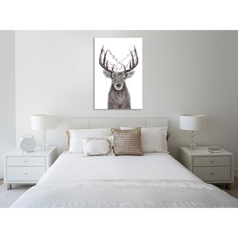 "Xmas Deer", toile tendue par Balazs Solti, H 24 po x l 16 po x P 1,5 po