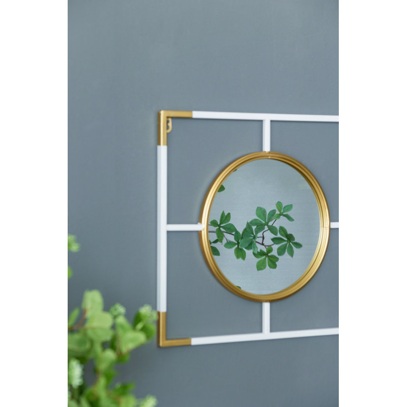 15.5X43.5" Gold And White Frame With Mirror