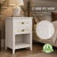 Ensemble de 2 tables de chevet Boho en rotin blanc grisâtre avec tiroirs et tablettes ouvertes-1658468582