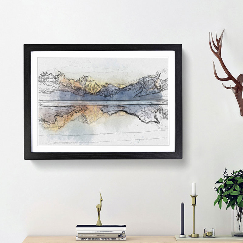 Sunlight over Lake Mcdonald in Abstract - Framed Print, 27cm H x 36cm W x 2cm D, Black Framed