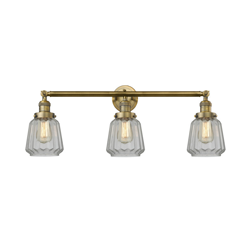 Éclairage pour salle de bain 3 lumières Vinson, Transparent, Ampoule DEL 6 watts Vinage, Or satiné
