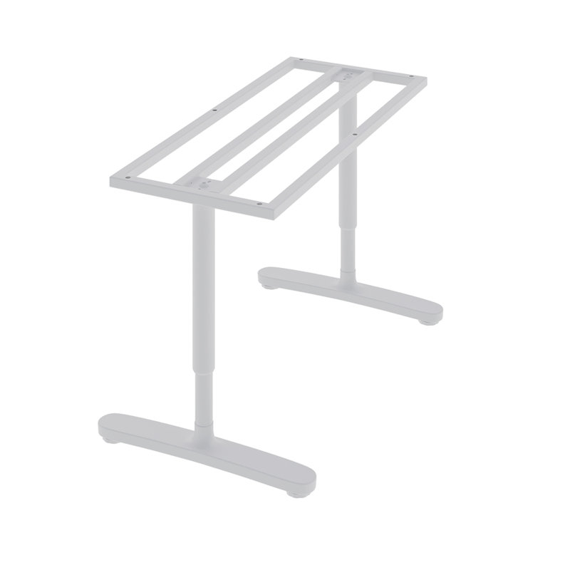 2Pcs Black Adjustable Height Table Underframe, White