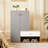 Shoe Storage Bench & Cabinet For Hallway, Entryway - Adjustable Shelves, Spacious, Modern, , White Gray 21 With Bench, Spacious Hallway