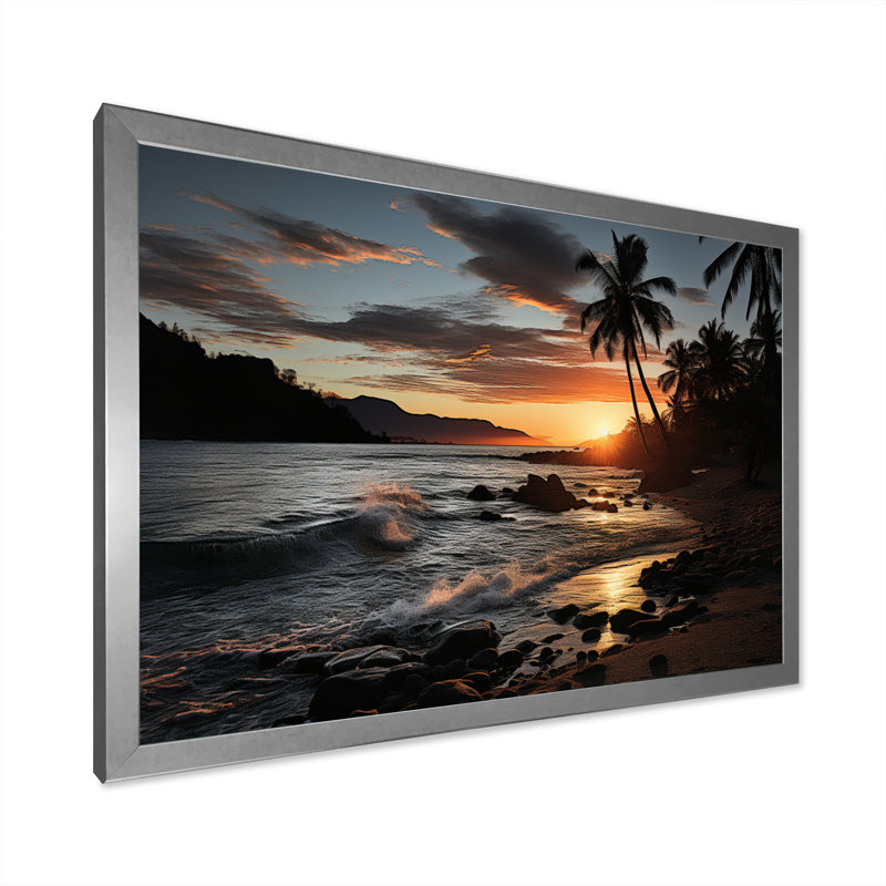 Beach Tropical Escape III - Imprimé, H 30 po x l 40 po x P 1,5 po, Cadre simple argenté