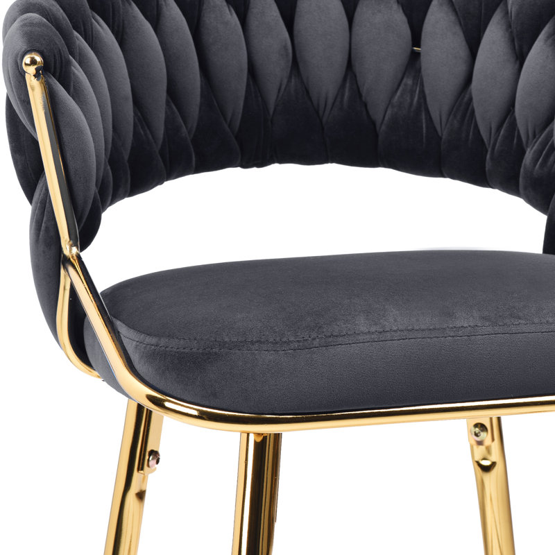 Kristyn Upholstered Counter Stool with Metal Frame, Black