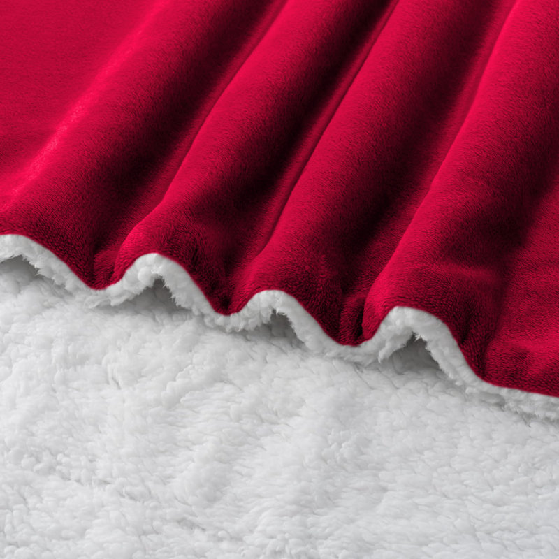 Joyan Extra Soft Sherpa Fleece Dual Sided Blanket, Burgundy, Super King