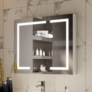 Led Lighting Medicine Cabinet With Time Display Recessed Or Surface Mounted