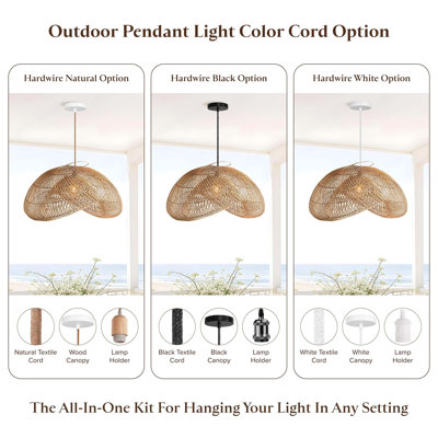 Luminaire suspendu d'extérieur en rotin Sepherina