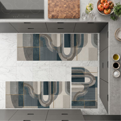 Tapis de cuisine géométriques abstraits et lavables antidérapants