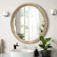 Miroir mural rond rond, miroir à cadre perlé en bois vieilli de 23,62 po pour hall d'entrée, salon, salle de bain, miroir décoratif de style maison de campagne-699011604