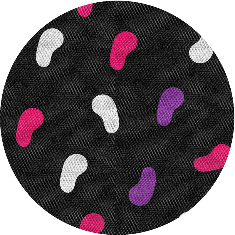 Tapis noir tissé à la machine, Rond 5 pi