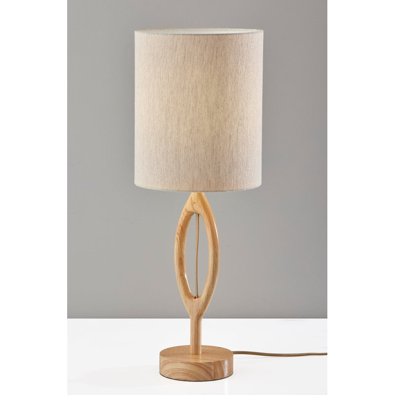 Lampe de table en bois massif Osie, Naturel, Beige