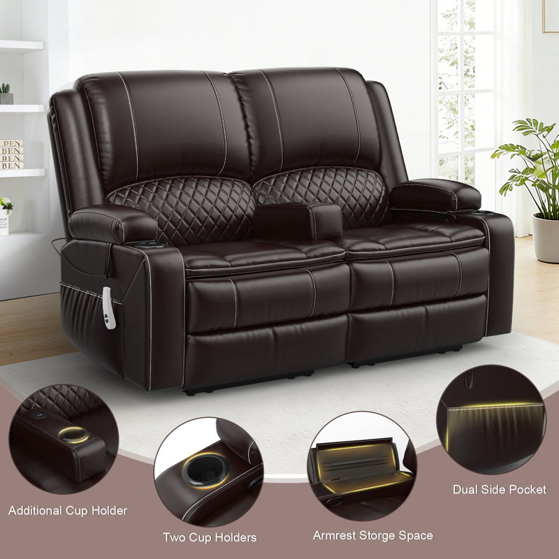 Canapé inclinable électrique avec accoudoirs amovibles et télécommande, siège de cinéma maison avec rangement et ports USB, porte-gobelet