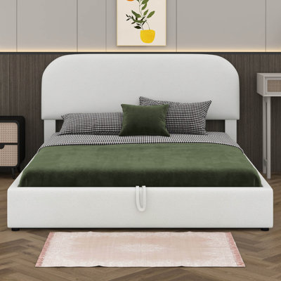 Teddy Fleece Upholstered Platform Bed with Hydraulic Storage System