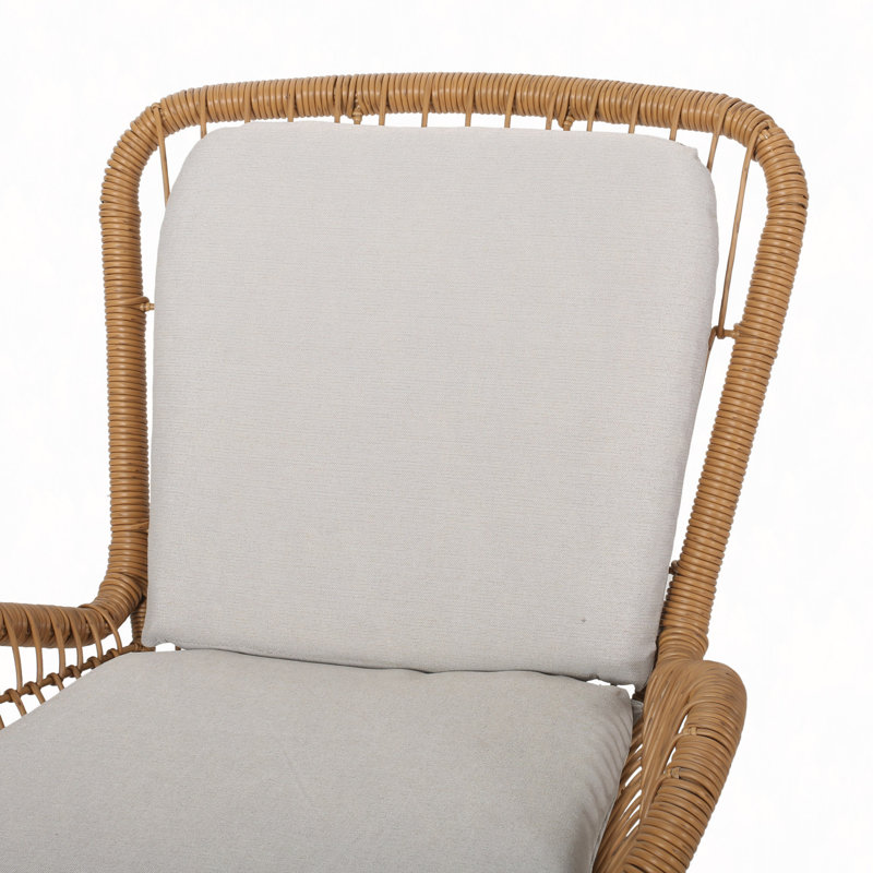 Ensemble de 2 fauteuils club en rotin, conception en osier ouvert, structure en fer et coussins résistants à l'eau, Beige