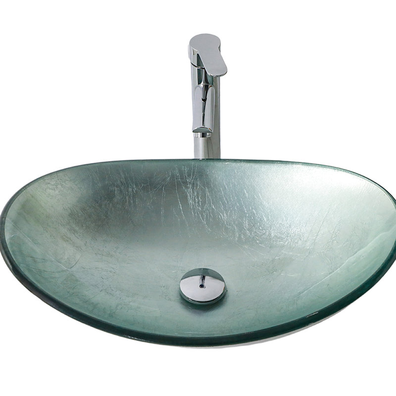 Récipient de salle de bain en verre trempé Silver Boat