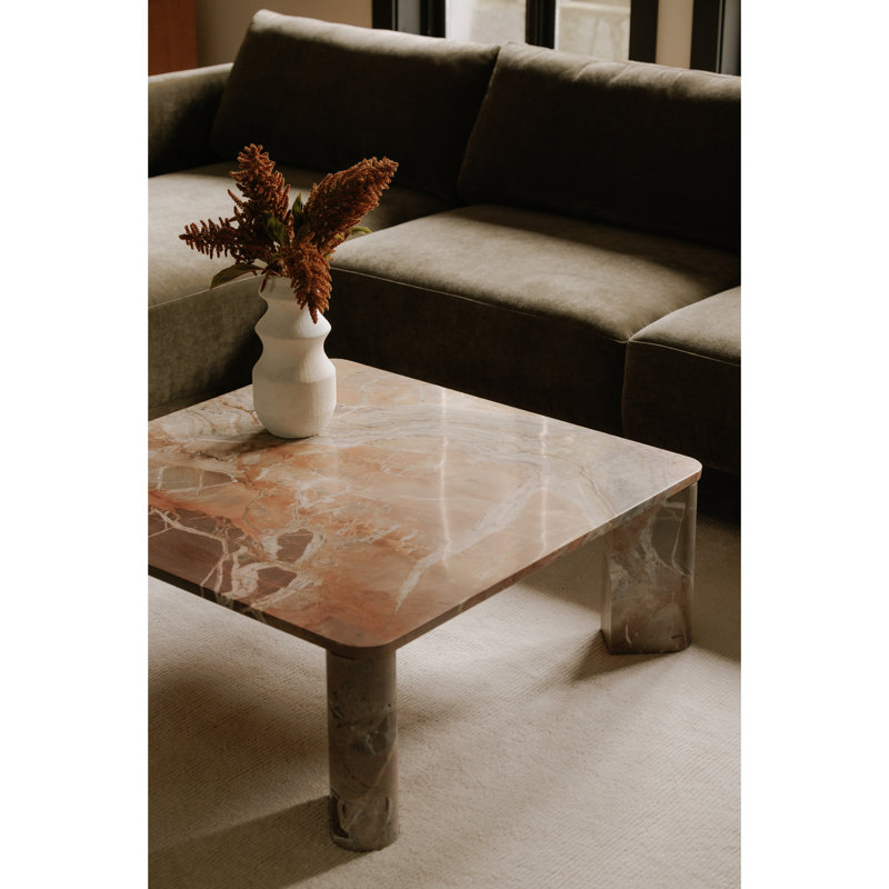 Adile Marble Coffee Table, White/Gray