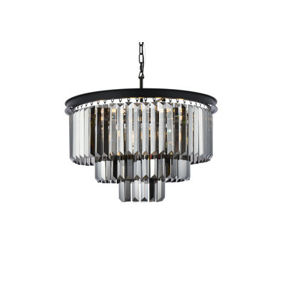 Yazmin 9 - Light Steel Dimmable Tiered Chandelier