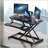 Desk Converter 32 Inch Height Adjustable Sit to Stand Riser, Dual Monitor Workstation with Wide Keyboard Tray | Black | MDF+Metal