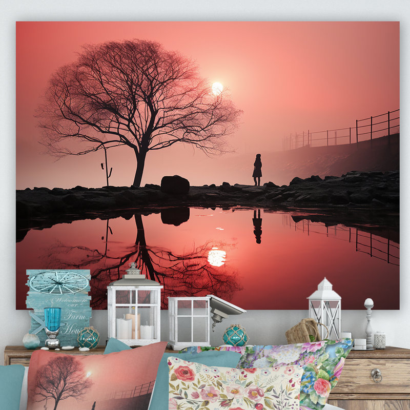 «Silent Raspberry Tree Reverie Landscape», impression sur toile, H 30 po x l 40 po x P 1,5 po, Toile tendue