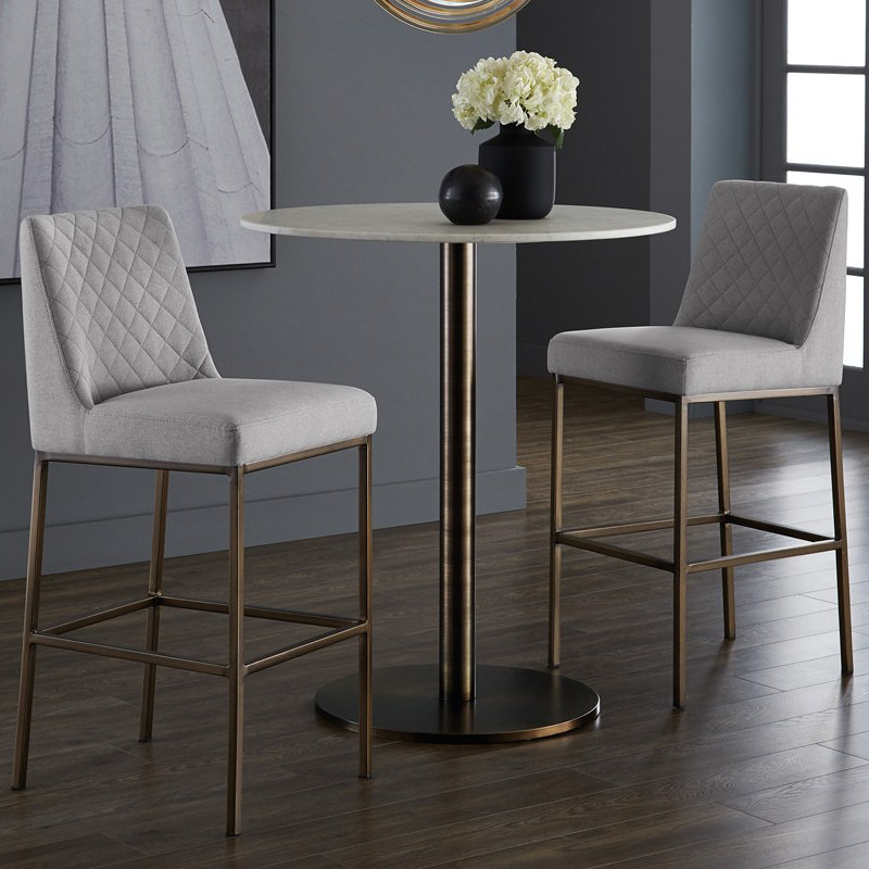 Place Round Marble Top Metal Base Dining Table - White