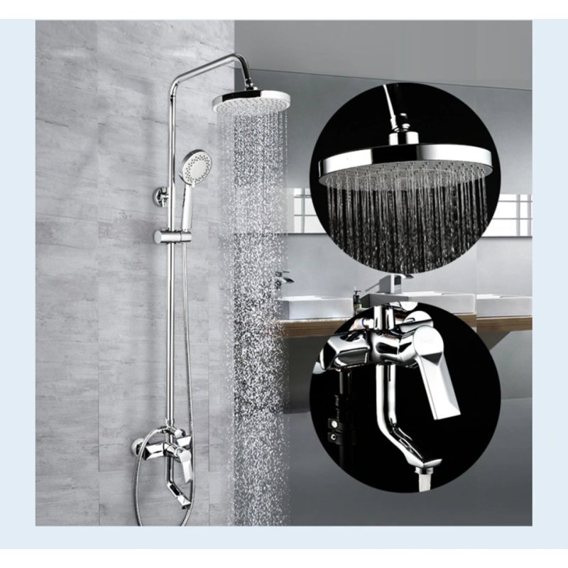 Système de douche à pluie avec pulvérisateur à main et robinet mélangeur thermostatique
