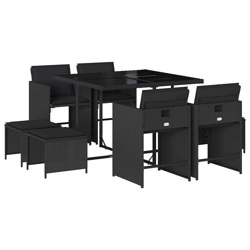 Patio Dining Set Table,, Black, Black