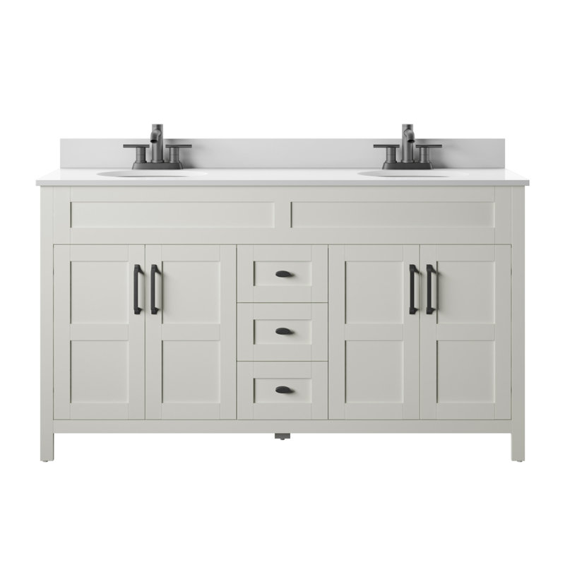 Andjoua 59.5'' Double Bathroom Vanity with Top, White