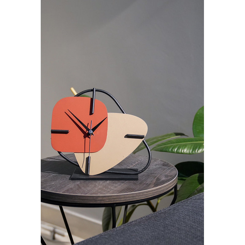 Becknell Elegant Decorative Wall Clock, Tile Red & Brown, 10.2 x 9.8 inches | 100% Metal Construction, Thickness: 0.2 inches | Stylish Home Decor for Living Room, Kitchen, or Office, Unique Design & Durable Quality