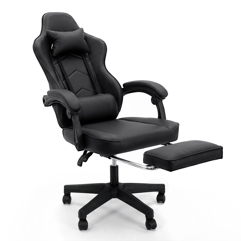 Fauteuil inclinable et pivotant ergonomique en cuir synthétique RAYS, Noir