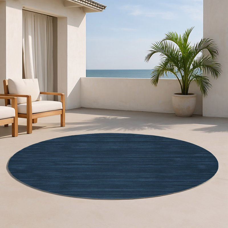 Tapis d'intérieur et extérieur gris uni, Rond 5 pi