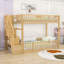 Lit simple superposé en bois avec garde-corps et escalier-1651036908
