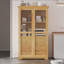 Armoire de rangement autoportante pour garde-manger avec portes en verre et 4 tiroirs intégrés-130624622