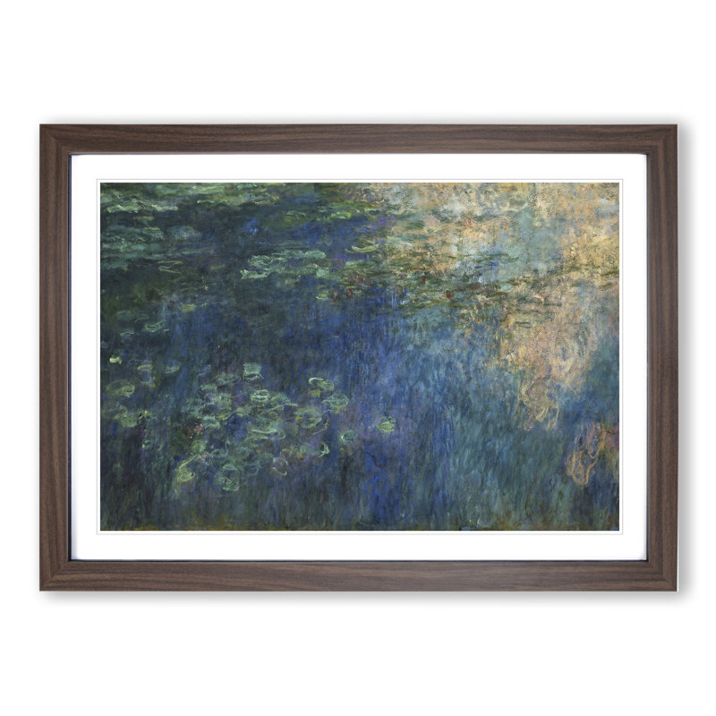Water Lilies Lily Pond Vol.21 by Claude Monet - Picture Frame Painting, 48cm H x 65cm W x 2cm D, Walnut