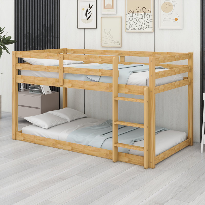 Lit superposé en bois avec échelle, Naturel