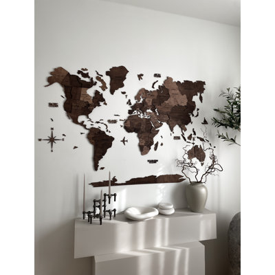 Carte du monde en bois, décoration murale, cadeau de pendaison de crémaillère, cadeau de Noël pour couple