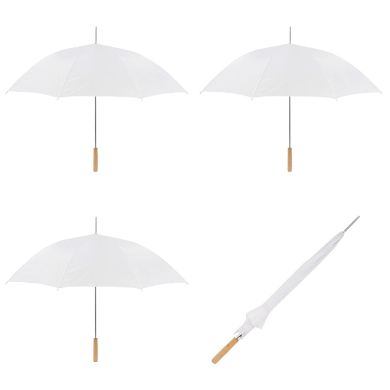 Elegant White Nylon and Polyester Wedding Umbrella Set