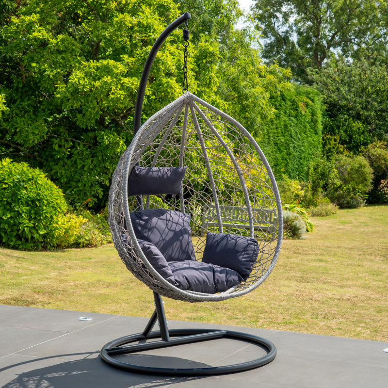 Sutton Hanging Swing Single Egg Pod Chair, Dark Grey, Gray