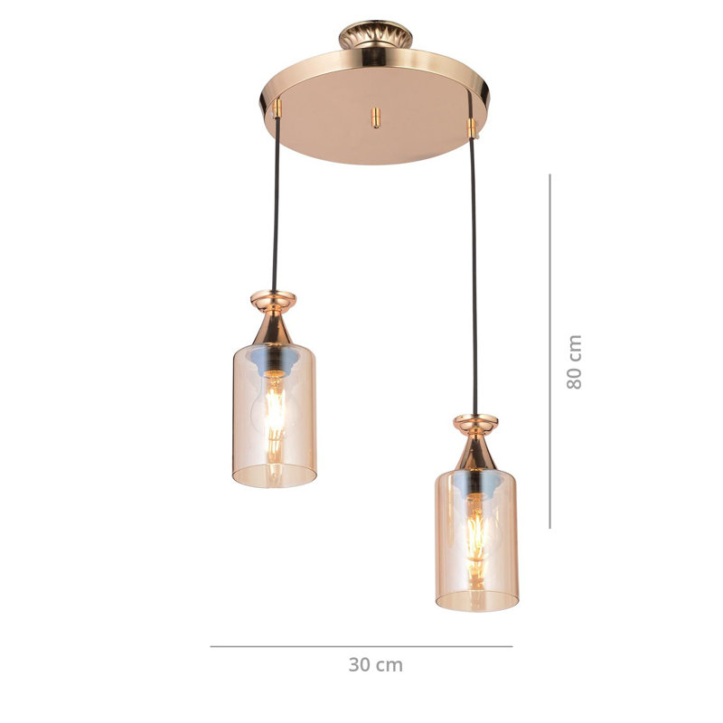 Luminaire suspendu cylindrique à 2 lumières