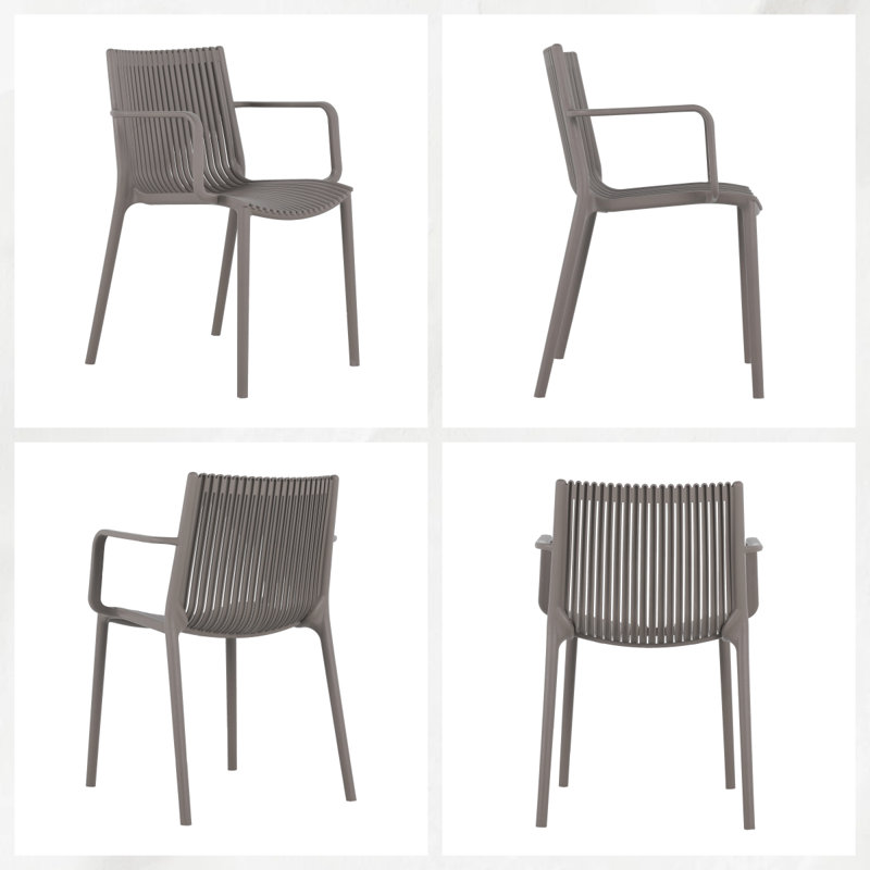 Ensemble de 4 chaises empilables toutes saisons - Chaises longues en polypropylène pour la piscine, le patio, le restaurant et l'intérieur