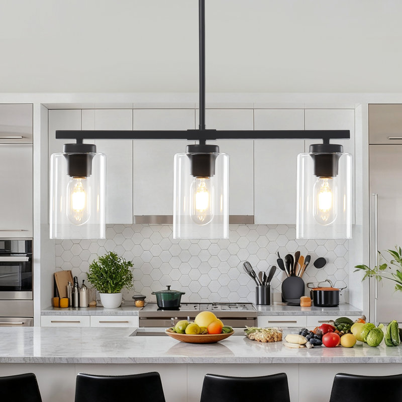 Volha 3 - Light Kitchen Island Pendant, Clear, Black