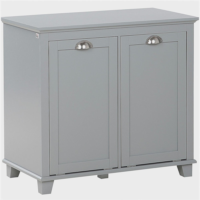 HOMCOM Tilt-Out Laundry Sorter Cabinet, Bathroom Storage Organizer with Two-Compartment Tilt-Out Hamper, Gray