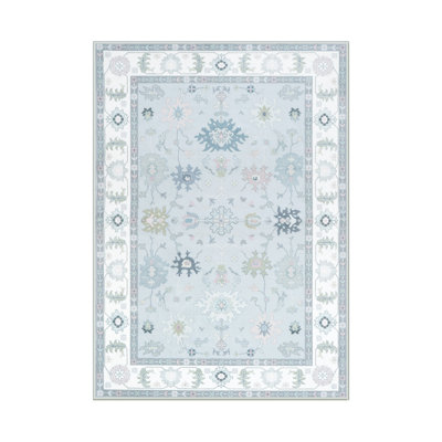 Guilhermina Vintage Oushak Washable Floral Area Rug with Non-Slip Backing, Distressed Traditional Rug for Living Room, Bedroom