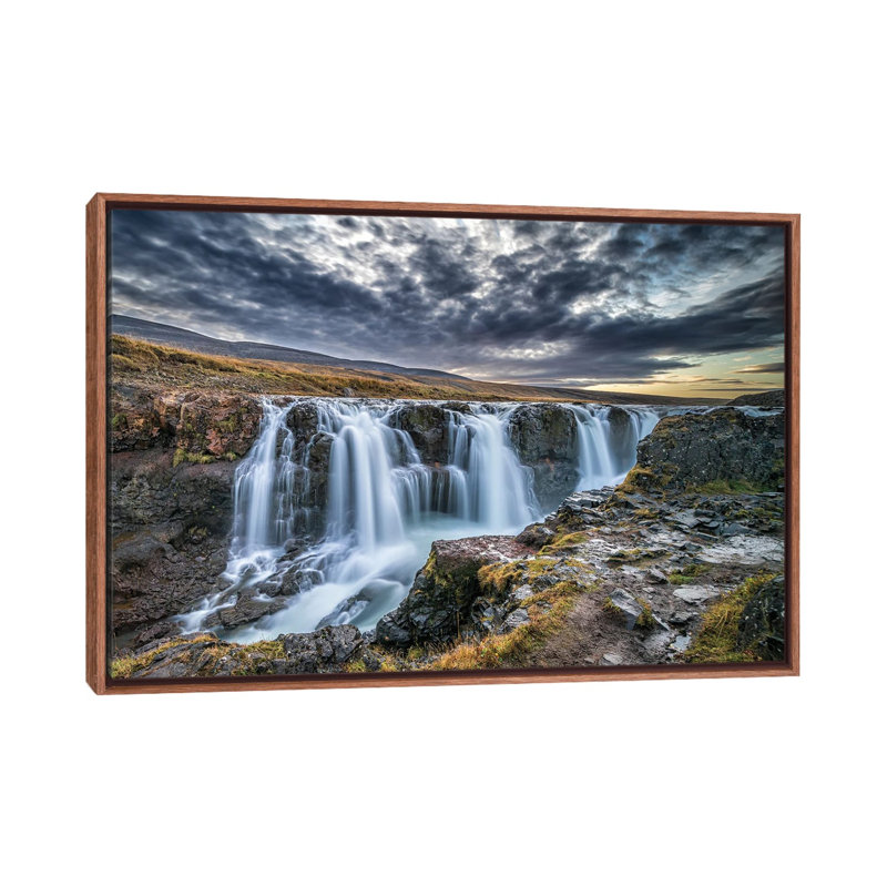 Falls In Iceland by Jeffrey C. Sink - Floater Frame Print on Canvas, 101.6 cm H x 66.04 cm W, Black Floater Framed