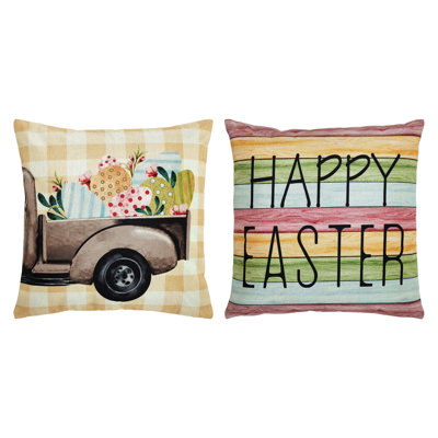 Ensemble de 2 housses de coussin « Joyeuses Pâques » 45,7 cm x 45,7 cm