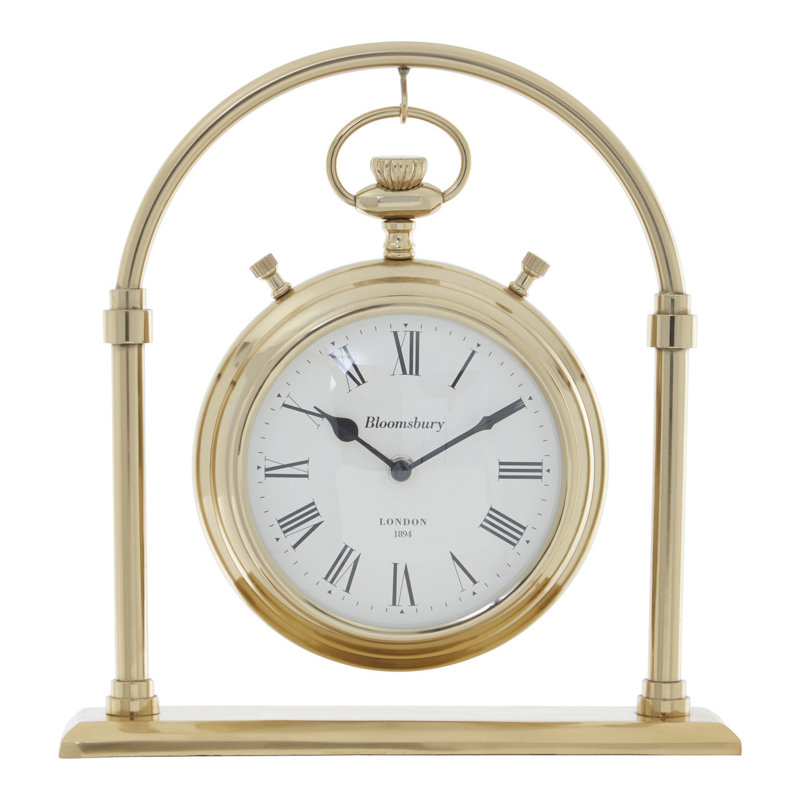 Hampstead Roman Numeral Metal Quartz Movement / Crystal Tabletop Clock in